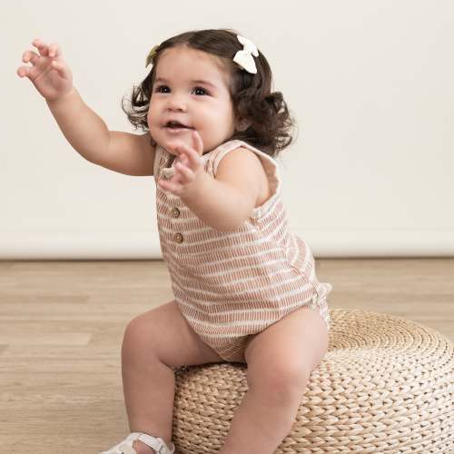 Organic Bubble Onesie - Dash Lines