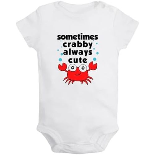 iDzn Sometimes Crabby Always Cute Novelty Rompers, Newborn Baby Bodysuits, Infant Jumpsuits, 0-24M Babies One-Piece Outfits