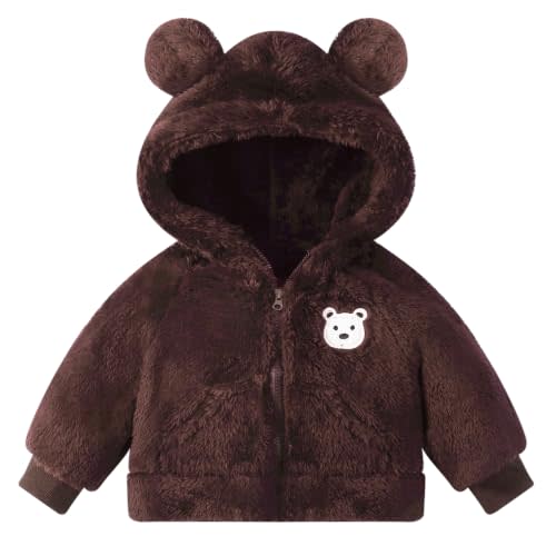 Baby Boys Fleece Coats Girls Winter Jackets Clothes For Toddler | Fall unisex warm hoodie spring sweater 3-6-9-12-24 months bear pattern fleece hooded with bear ear 2-3T, skin-friendly fabric