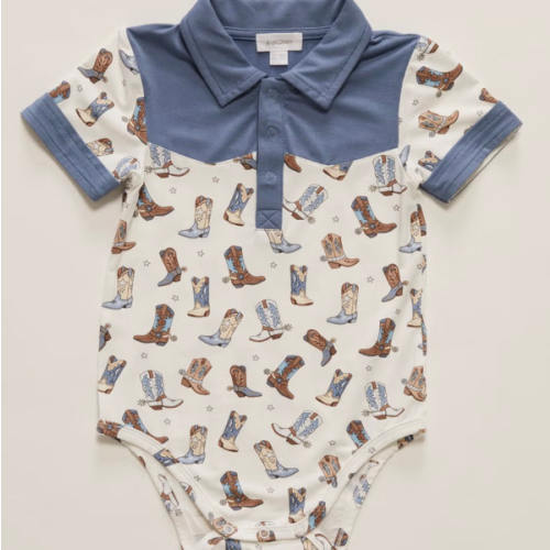 Angel Dear Infant Boys' Cowboy Boots Short Sleeve Onesie