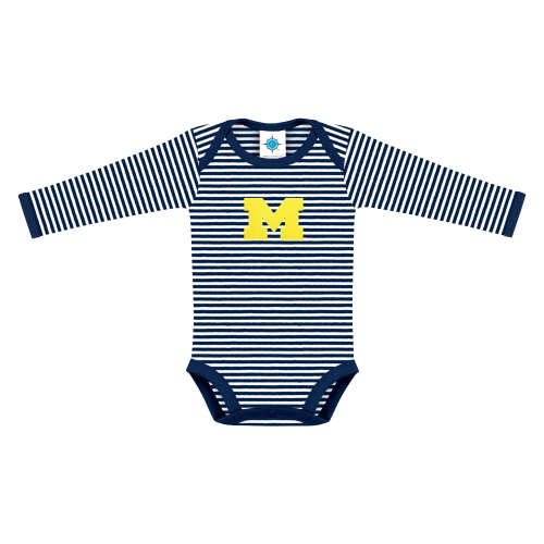 Michigan Wolverines Stripe Long Sleeve Bodysuit | College Baby