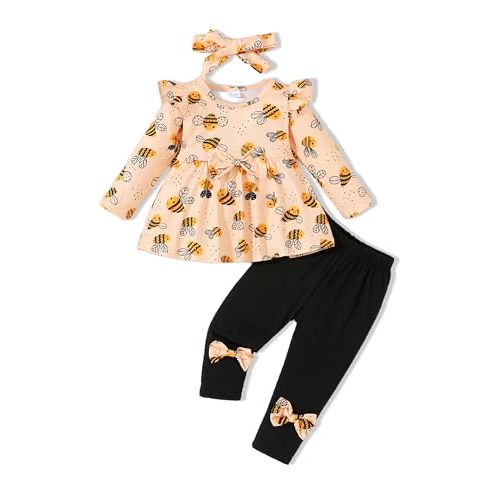 Doresbebe Toddler Baby Girl Clothes Infant Girl Outfits Fall Ruffle Floral T-Shirt Top Pants Set Winter Clothes