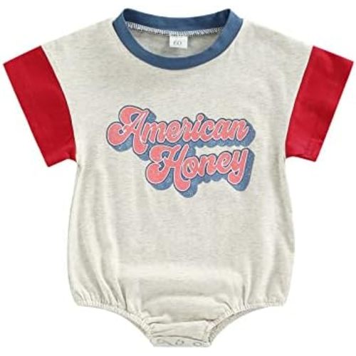 Newborn 4th of July Baby Girl Outfits Retro Eagle Cow Print Onesie Bubble Romper Toddler USA Independence Day Clothes