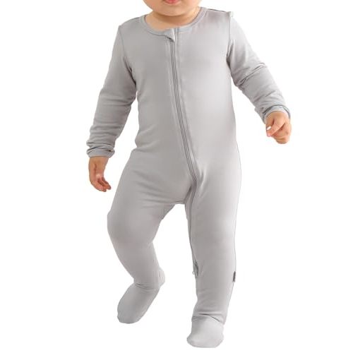 Ekkimy Long Sleeve Baby Footies Bamboo Rayon Romper Infant Double Zipper One-Piece Clothes Boys Girls Outfits
