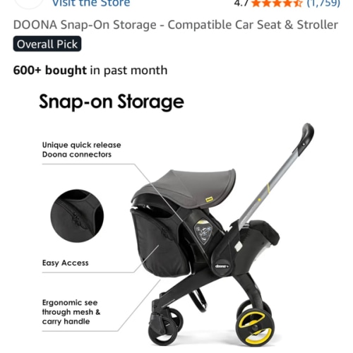DOONA Snap-On Storage - Compatible Car Seat & Stroller