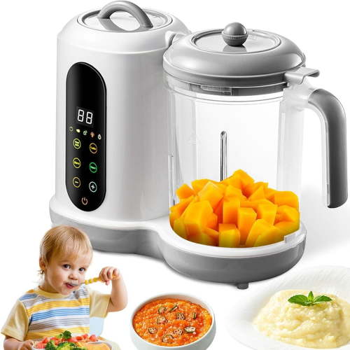 Baby Food Maker, Multifunction One Step Processor - Steamer, Blender, Puree Maker & Grinder, Auto Cooking, Self Cleans & Touch Screen Control, For Healthy Homemade Baby Food , White