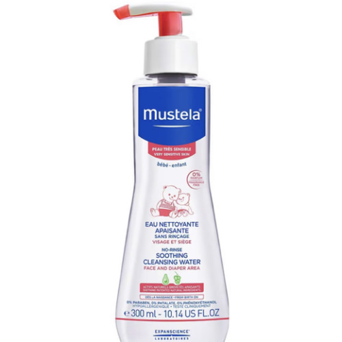 Mustela Baby Soothing Cleansing Water - No-Rinse Micellar Water for Very Sensitive Skin - with Natural Avocado & Schizandra Berry - Fragrance Free & EWG Verified - 10.14 fl. oz.