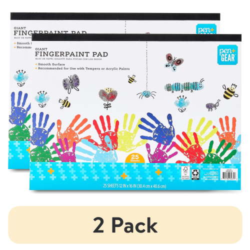 (2 pack) Pen+Gear Giant Fingerpaint Paper Pad 16" x 12" Fingerpaint Paper Pad 25 Sheets