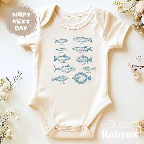 Cute Fish Species Baby Bodysuit Fishing Tshirt for Kids Cute Fish Baby Shower Gift for Boys Girls Fish Fish Lover Gift for Newborn Clothes