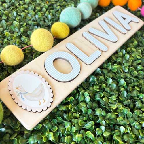 Wooden Name Puzzle | Gift for Baby | Baby Name Puzzle | Personalized Gift | First Birthday Gift | Silly Goose Gift