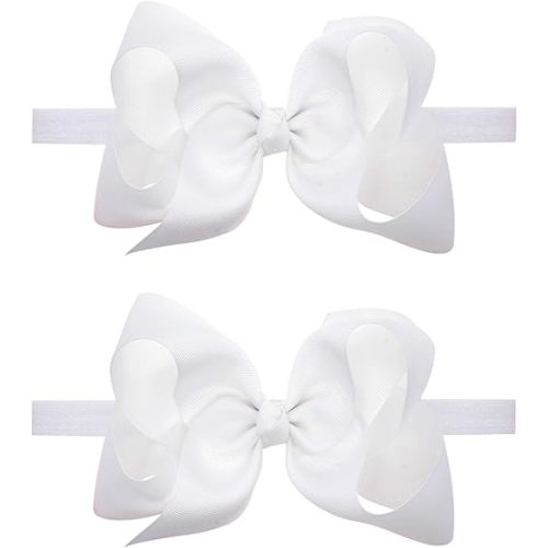 2Pcs Baby Girl Infant Large Hair Bow Headband Toddler Hair Band Accessories