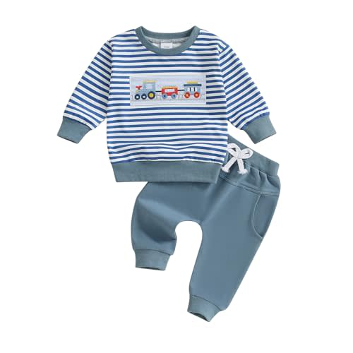 Socutebabe Toddler Baby Boy St Patricks Day Outfit Clover Truck Long Sleeve Crewneck Sweatshirts Pants Infant Clothes 0-3T