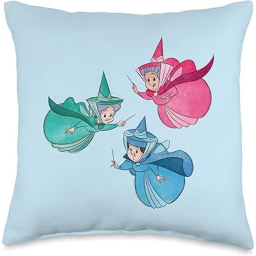 Disney Sleeping Beauty Good Fairies Flora Fauna Merryweather Throw Pillow