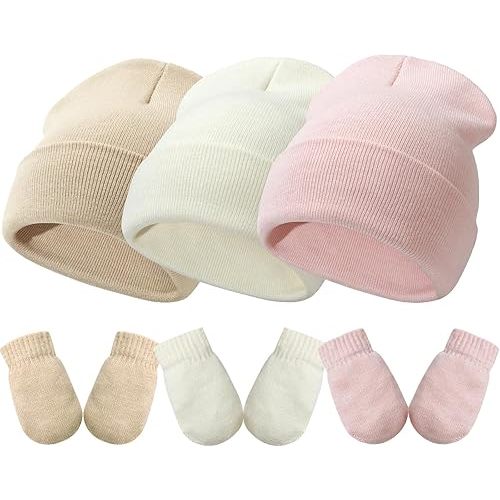 DRESHOW BQUBO 3 Pack Baby Beanies Toddler Kids Winter Hats Soft Knit Hat for Baby Boys Girls Warm Cap Beanies
