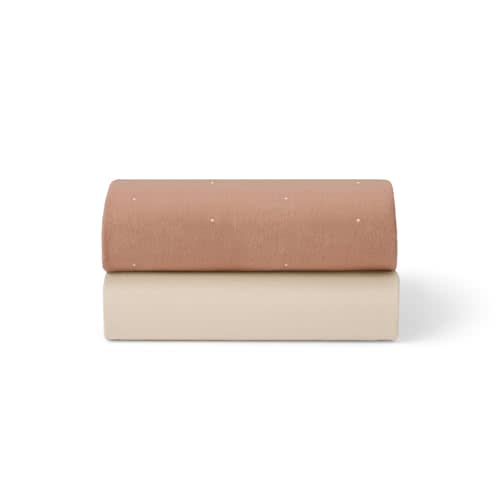 Snuz Fitted Bassinet Sheets for SnuzPod, 100% Cotton, 2 Pack, Blush/Dot | 2 fitted jersey cotton sheets for SnuzPod 3, SnuzPod 5 and SnuzPod Studio; fits mattresses approx. 16 x 30–17 x 31 in.