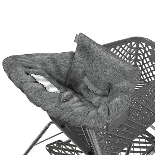 Summer 2-in-1 Full Coverage Cushy Shopping Cart Cover (Heather Gray) and High Chair Cover with Removable Seat Positioner, Strap, Phone Holder, and Toy Loops, Heather Gray and Black