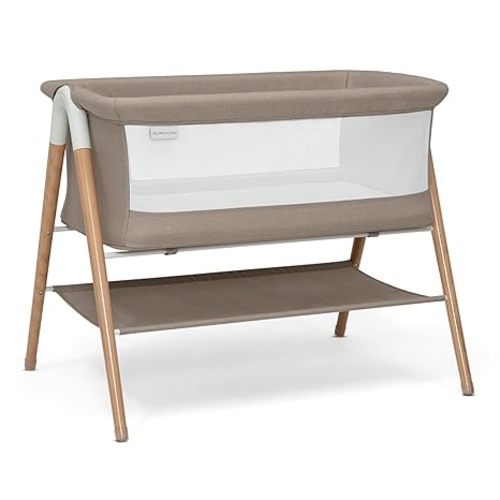 Delta Children Bondi Beechwood by The Bed Bassinet with PureAir Breathable Mesh Sheet and FSC-Certified Wood, Tan