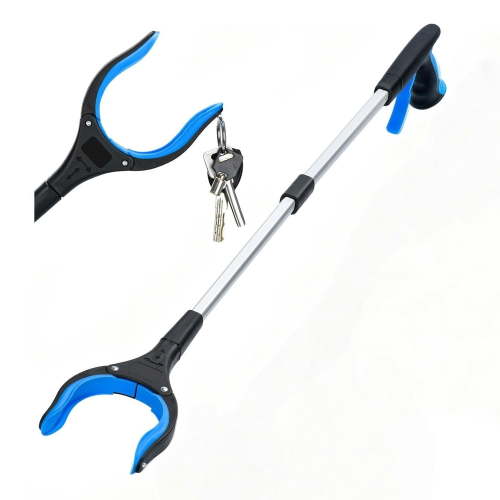 Behome 33” Grabber Reacher Tool, Foldable Reacher Grabber Pickup Tool with 360°Rotating Jaw & Magnets, Grabbers for Seniors for Outdoor & Indoor (Blue)