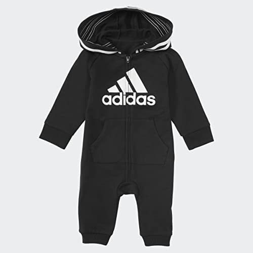 adidas Unisex Baby Long Sleeve Full-zip Hooded Onesie Jumpsuit Hoodie
