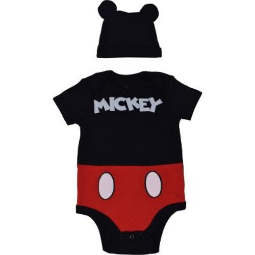 Disney Mickey Mouse Infant Baby Boys Cosplay Bodysuit and Hat Set Mickey Mouse / Black 12 Months