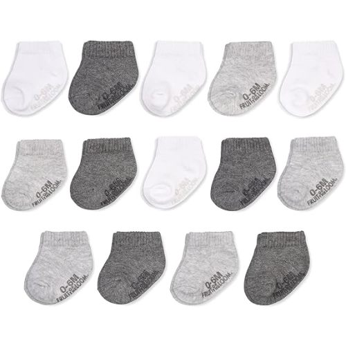 Fruit of the Loom Baby 14-Pack Grow & Fit Flex Zones Cotton Stretch Socks - Unisex, Girls, Boys