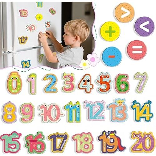 26 Pieces Large Magnetic Numbers, 0-20 Number Magnets & Mathematical Operators Magnet, Magnetic Numbers for Whiteboard & Fridge, Numbered Magnet, Fridge Magnets for Toddlers 1-3