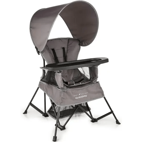 Baby Delight Go with Me Venture Portable Chair | Indoor and Outdoor | Sun Canopy | 3 Child Growth Stages | Grey