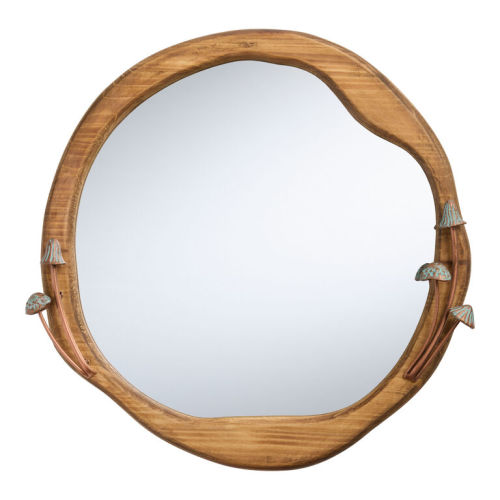 Natural Brown Wood Organic Mushroom Wall Mirror