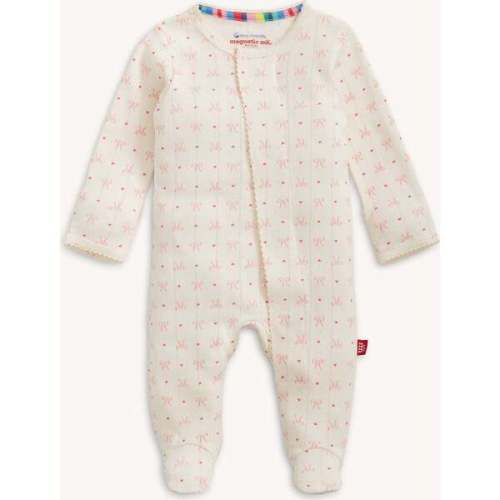 Heart & Bow Pointelle Magnetic Footie