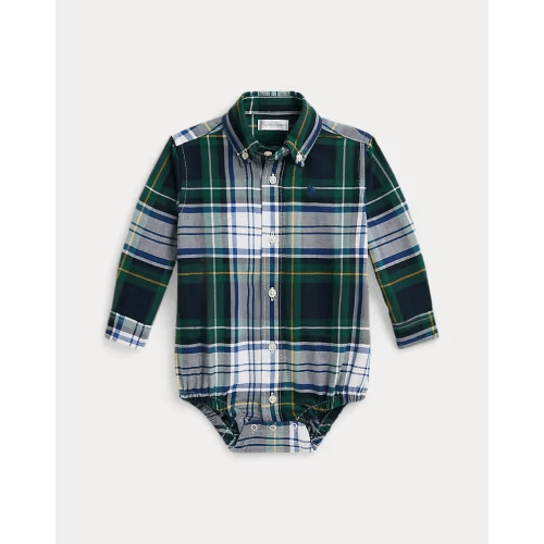 Plaid Cotton Oxford Bodysuit - 12M