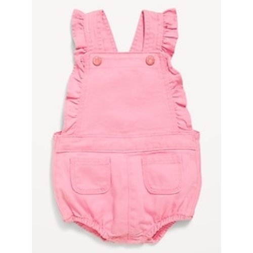 Ruffle-Trim Twill Pocket Shortalls for Baby | Old Navy