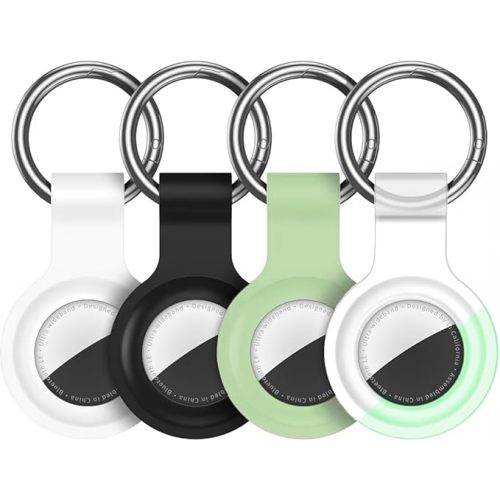 Compatible with AirTag Holder Case Keychain 4 Pack,Silicone for Air Tags Key Chain Ring Case Cover for Air Tag Holder GPS Tracker Item Air Tags Finders Accessories Air Tagholder for Kids,Bags,Luggages