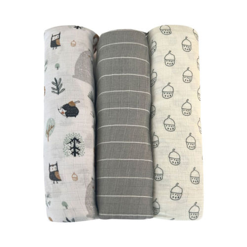 Koala Baby - 3 Pk Grey Woodland Muslin Swaddle