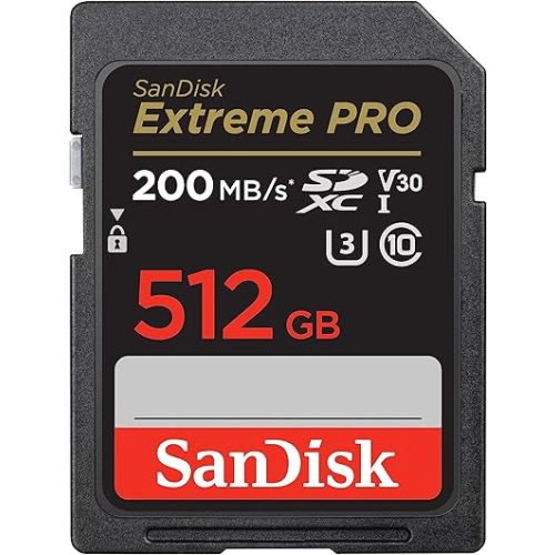 SanDisk 512GB Extreme PRO SDXC UHS-I Memory Card - C10, U3, V30, 4K UHD, SD Card - SDSDXXD-512G-GN4IN, Dark gray/Black