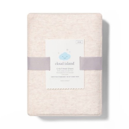 Fitted Crib Sheet Jersey Knit Oatmeal Heather - Cloud Island™ Oatmeal