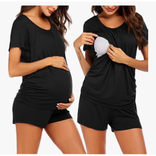 Ekouaer Womens Nursing Pajamas Maternity Breastfeeding Pjs Sleepwear Layer Soft Postpartum Lounge Set Pregnancy Clothes