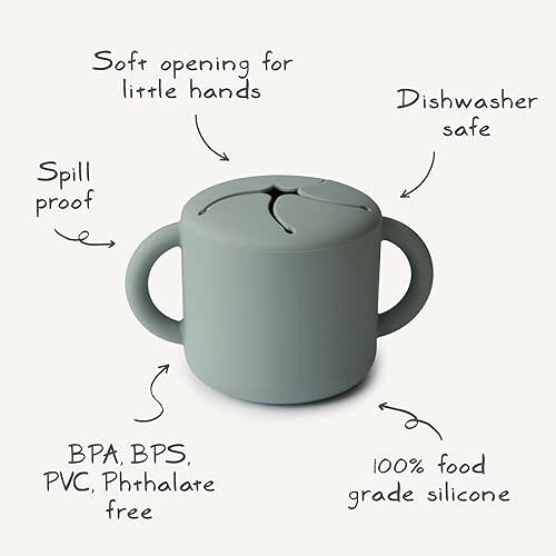 mushie Silicone Snack Cup | Spill Proof Food Container (Dried Thyme)
