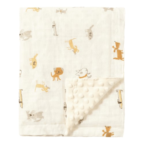 CREVENT Soft Warm Animals Muslin Cotton Minky Baby Receiving Blanket