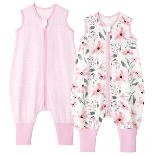 Yoofoss Toddler Sleep Sack With Feet 12-24 Months 100% Organic Cotton Baby Sleep Sack with Legs Toddler Wearable Blanket with 2-Way Zipper