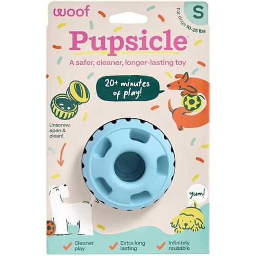 WOOF Party Pupsicle - Long-Lasting Interactive Dog Toys for Boredom - Low-Mess Design - Birthday Gifts for Dogs - Small Dog Toys - Buddy Blue