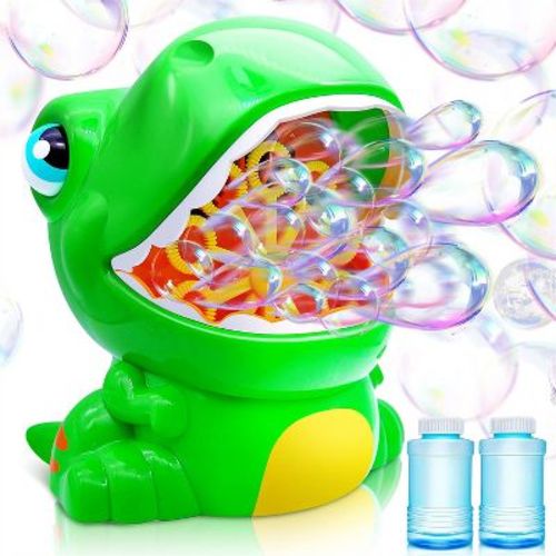 Joyfy Dinosaur Bubble Machine, Bubble Maker with 2 Bottles Bubble Solutions for Kids Toddlers Summer Outdoor Toys, Party Favor, Birthday Easter Gift