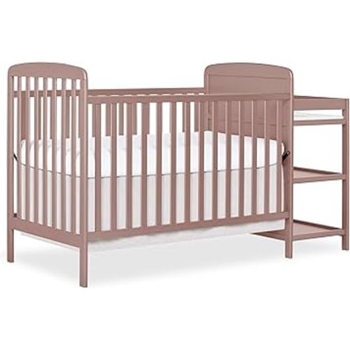 Dream On Me Anna 4 in 1 Full Size Crib and Changing Table Combo in Brown Sugar, Greenguard & JPMA Certified, Converts from Baby Crib to Toddler Bed and Day Bed
