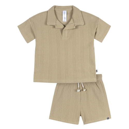 Modern Moments by Gerber Toddler Boy Johnny Collar and Short Outfit Set, 2-Piece, Sizes 12 Months - 5T