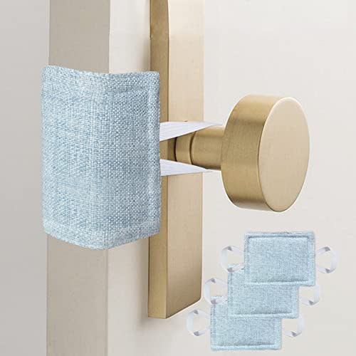 Door Latch Covers for Newborn Door Silencer, Quiet Door Closer Fit for Light Sleepers No Slamming, Prevent from Locking - 4" x 3", Light Blue, 3 Pieces