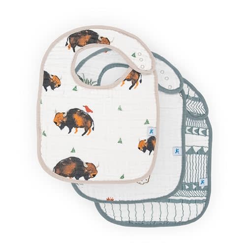 Little Unicorn Muslin Baby Bibs | Adjustable as Baby Grows | Soft Absorbent Muslin Fabric | For Eating, Drooling, Teething (Bison)