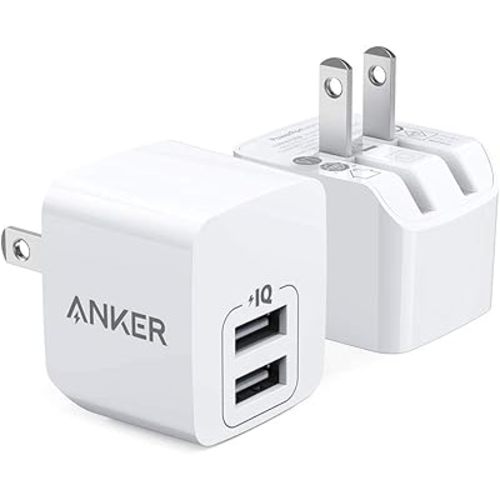 Anker 2-Pack Dual Port 12W USB A Charger Block with Foldable Plug, Charging Box Brick, Cube for iPhone 16 15 14 13 12 Pro Max, Galaxy S22 S21 Note 20