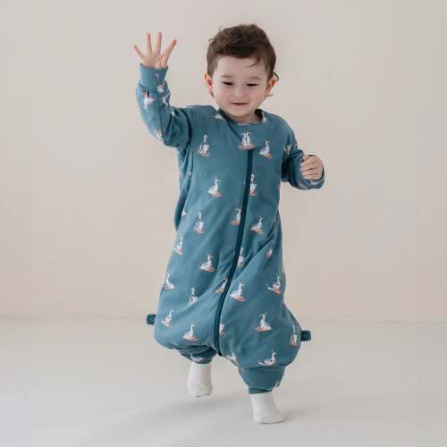 All Season Long Sleeve Sleep Sack Walker 1.0 TOG - Organic Cotton & Camel Wool - Skiing Goose