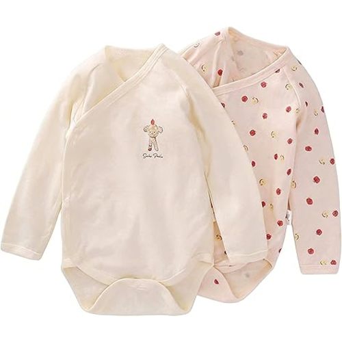 100% Organic Cotton 3-18 Months Kimono Side Snap Newborn Baby Bodysuit Boys Girls Unisex Long Sleeve