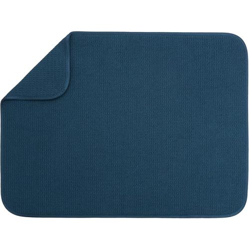S&T INC. Dish Drying Mat, 16” x 18”, Absorbent Microfiber Kitchen Counter Mat, Dish Drying Pad for Dishes, Utensils, Pots and Pans, Large, Navy