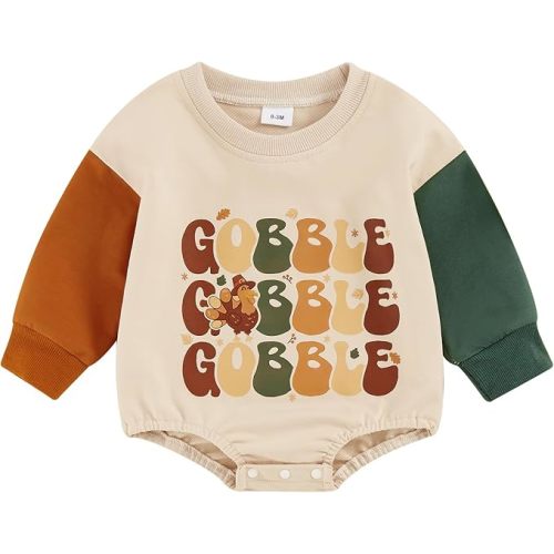 MoZiKQin Baby Halloween Thanksgiving Outfit Girl Boy Sweatshirt Romper Pullover Sweater Jumpsuit Cute Fall Winter Clothes
